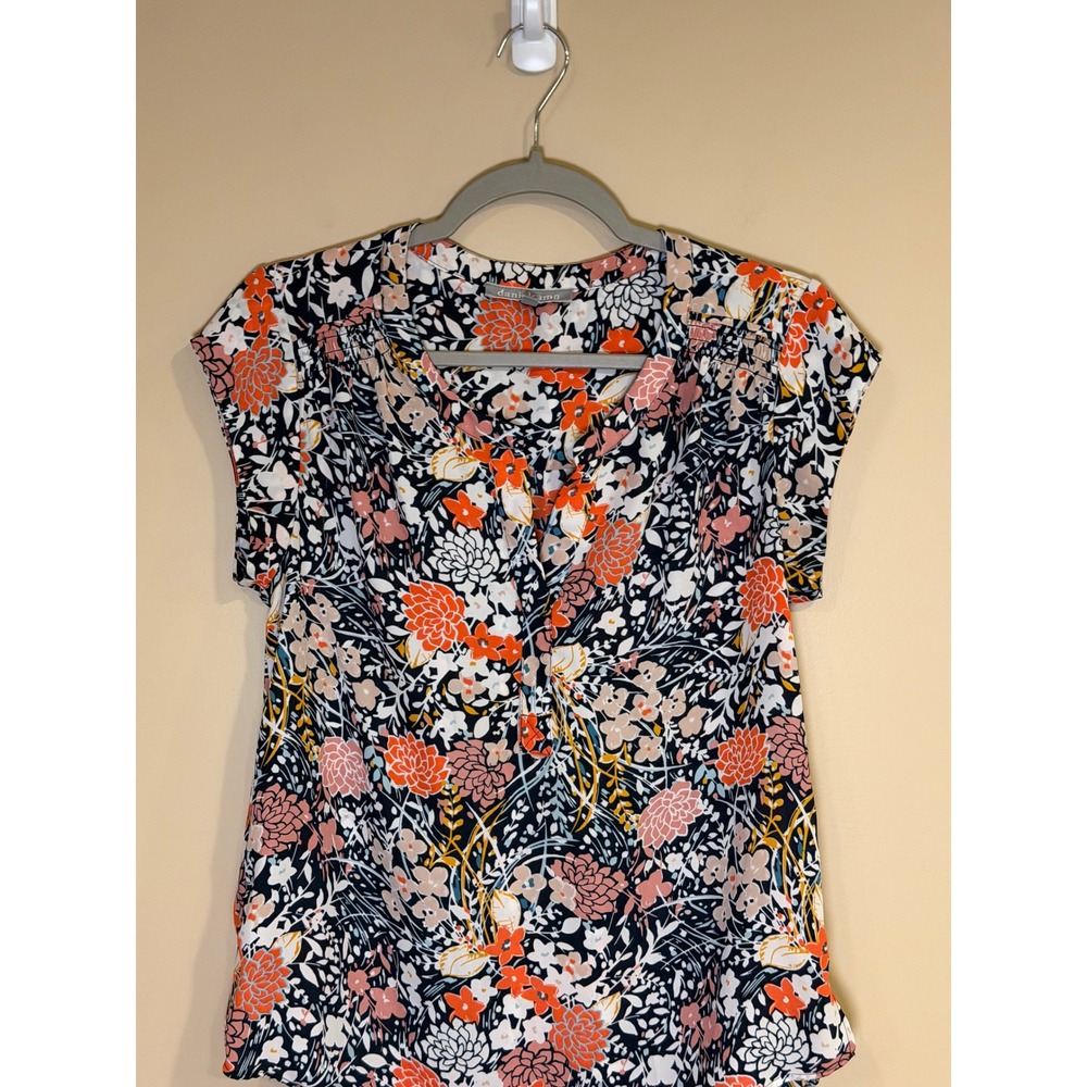 Daniel Rainn Womens Blouse Floral Print Botanical Work Office Summer Multi-color - Picture 3 of 6